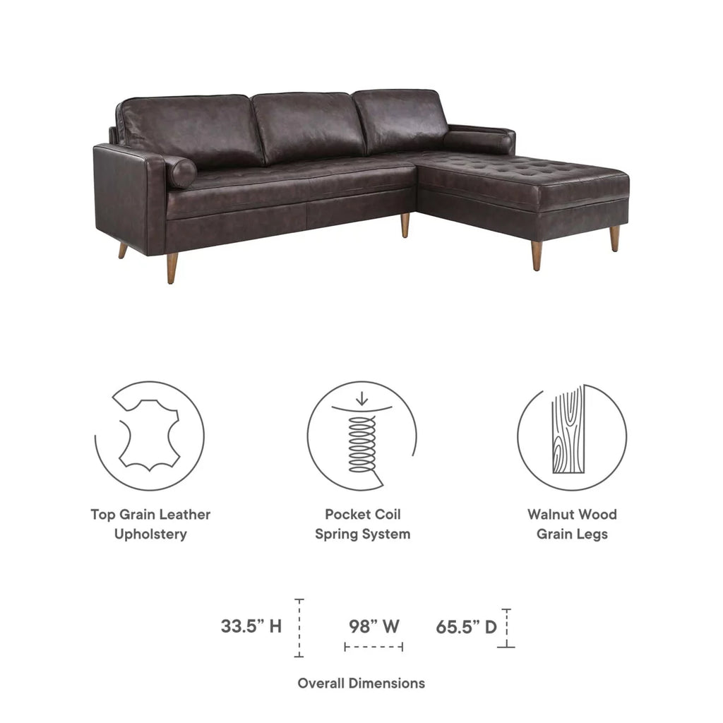Brown Leather Sectional Sofa M9804