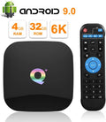 Android 9.0 TV Box 4GB RAM 32GB ROM Quad-core WiFi 2.4GHz 6K H.265 HD 2.0 Ethernet Pack of 2 Q555501