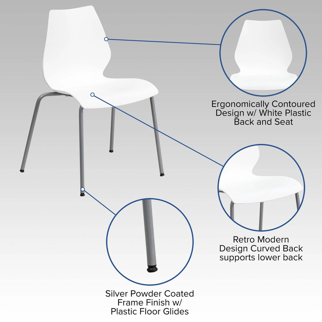 White Stack Chair with Lumbar Support W6070