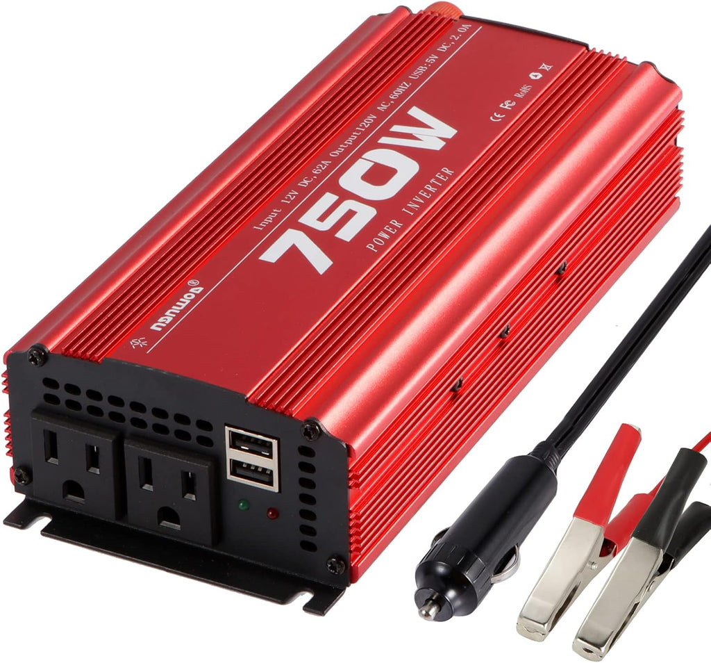 750W Car Power Inverter DC 12V to 110V AC Power Converter with 2 USB Outlet and 2 AC Outlet Q9330