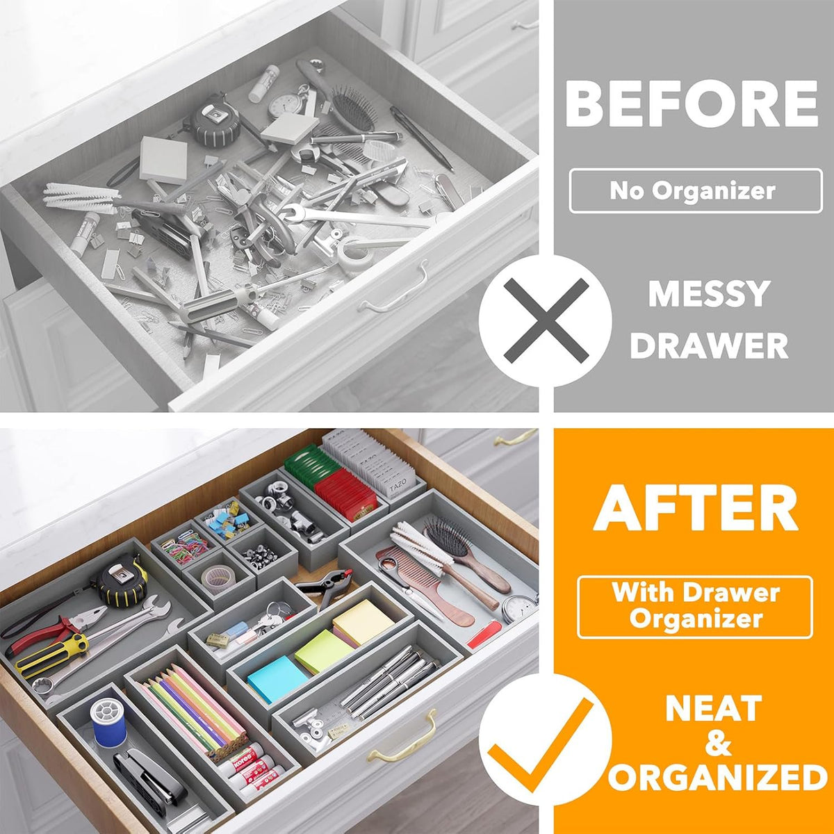 14-Piece Bamboo Drawer Organizer Storage Boxes Set E5940