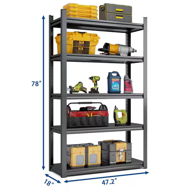 Black 5-Tier Heavy Duty Metal Storage Shelving Unit U28270