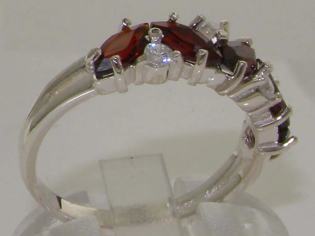 14k White Gold Natural Garnet & Diamond Eternity Ring T772226