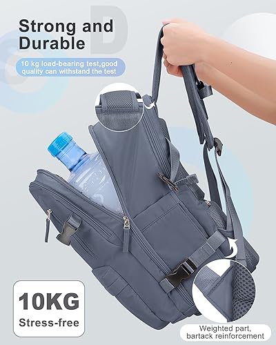 Travel Backpack 14 Inch Laptop Backpack with Shoe Compartment PeacockBlue I809