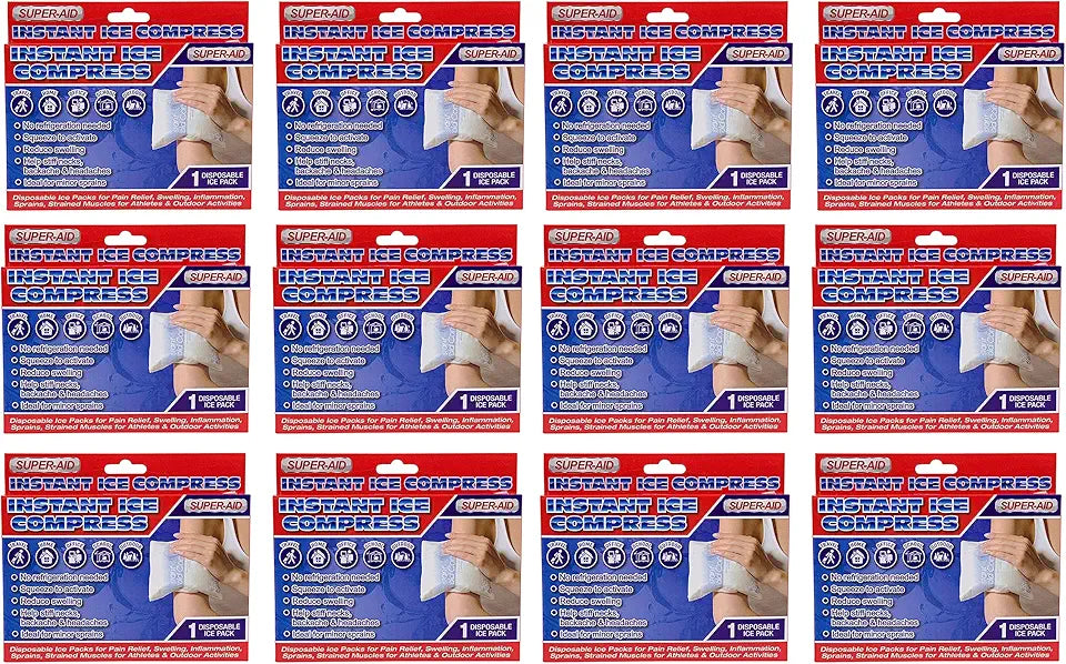 12 Pk Disposable Instant Cold Pack First Aid Large 8.75"L X 5.75"W O3779