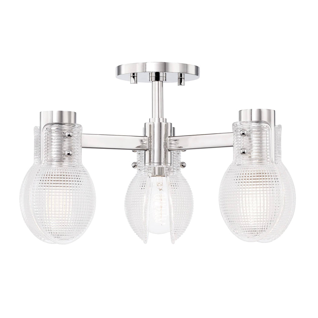 3 Light Semi-Flush Mount Polished Nickel H493