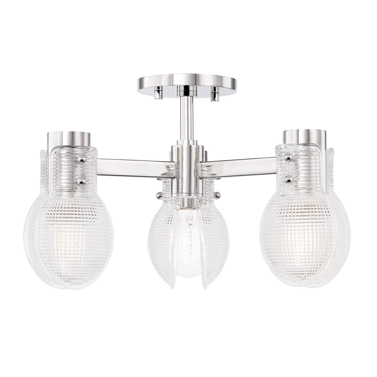 3 Light Semi-Flush Mount Polished Nickel H493
