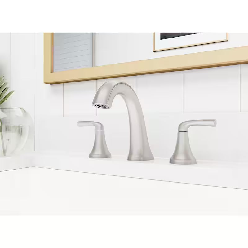 8 in. Widespread Double Handle Bathroom Faucet Brushed Nickel E21000