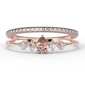 1.55 Carat Pear Cut Morganite And Diamond Moissanite Engagement Ring in 925 Sterling Silver With 18k Rose Gold Plating O9525