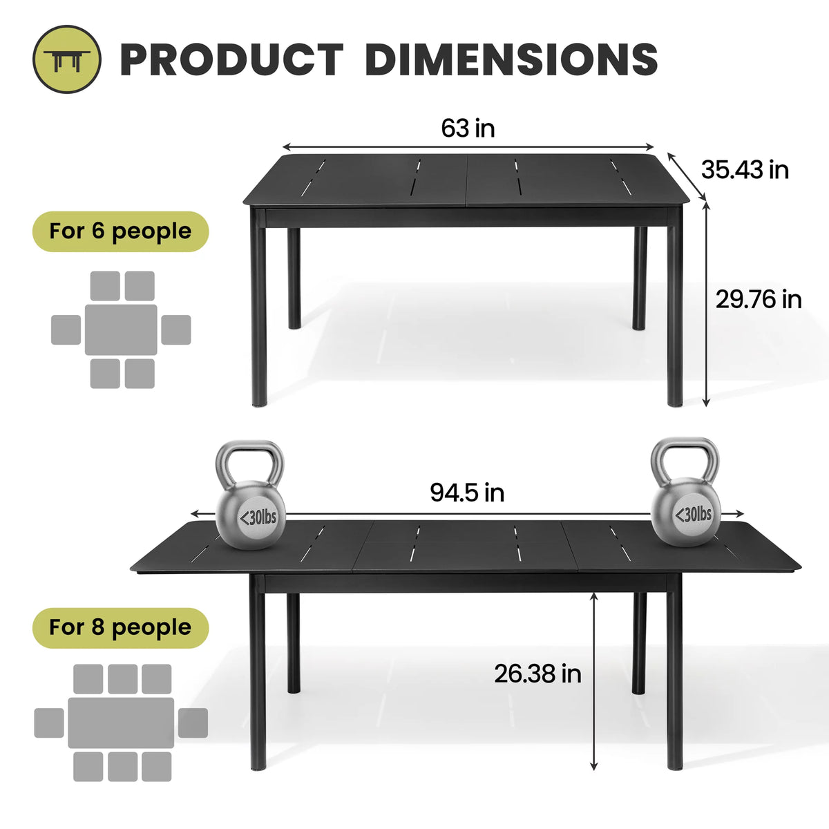 Expandable Aluminum Outdoor Dining Table D9235