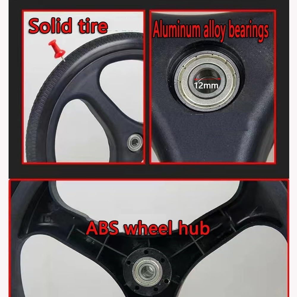 16 Inch Wheelchair Replacement Rear Wheels with 12mm Bearings, Non-Inflatable, 1 Pair B293