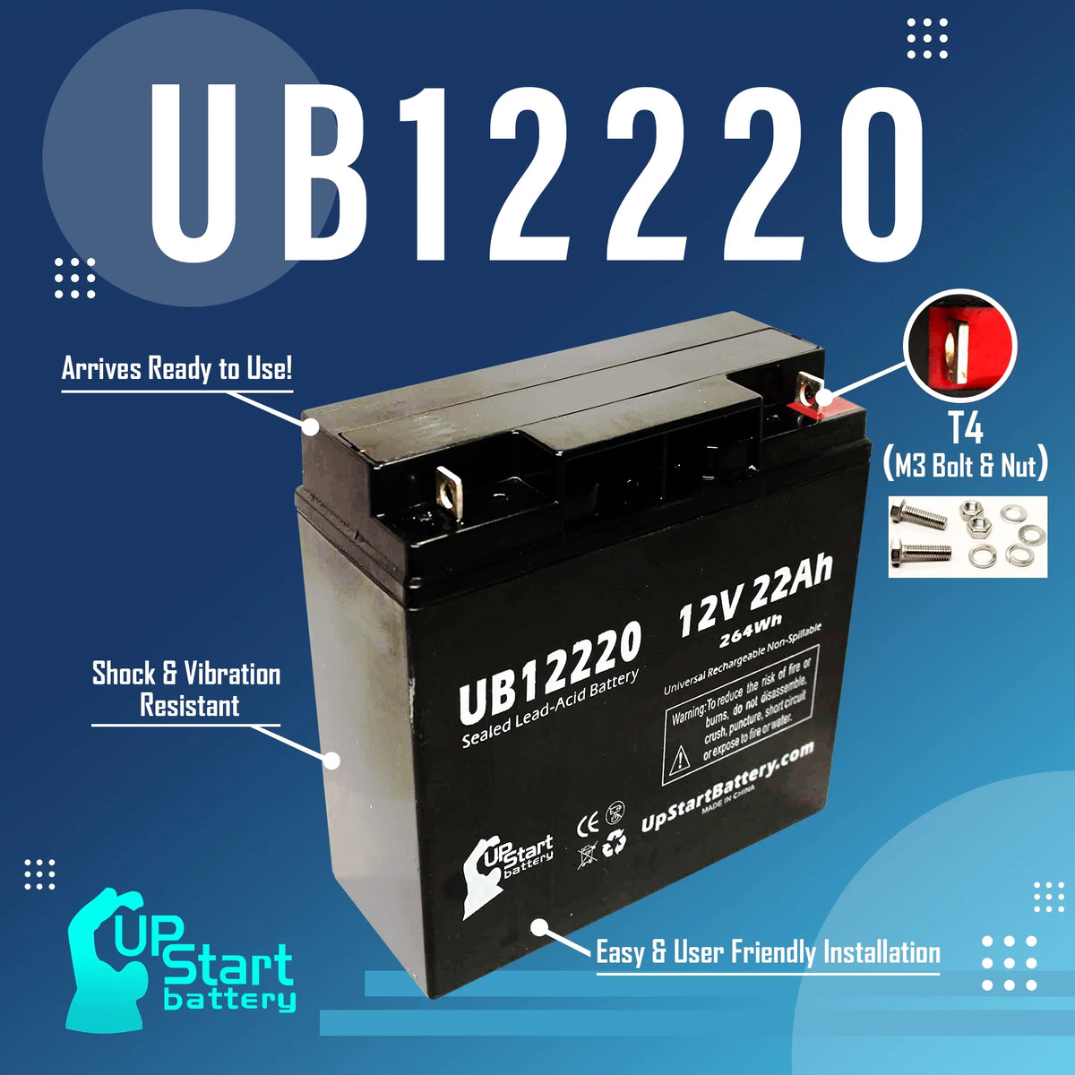 4x Pack 12V 22Ah Sealed Lead Acid Battery C99215