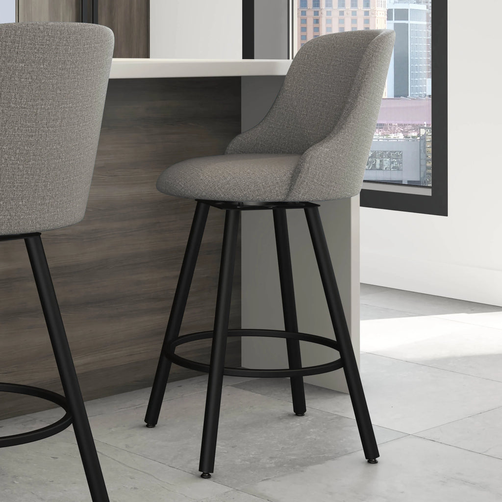 Swivel Counter Stool - Silver Grey Polyester / Black Metal Y979868