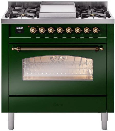 36 Dual Fuel Natural Gas Range Emerald Green O5991