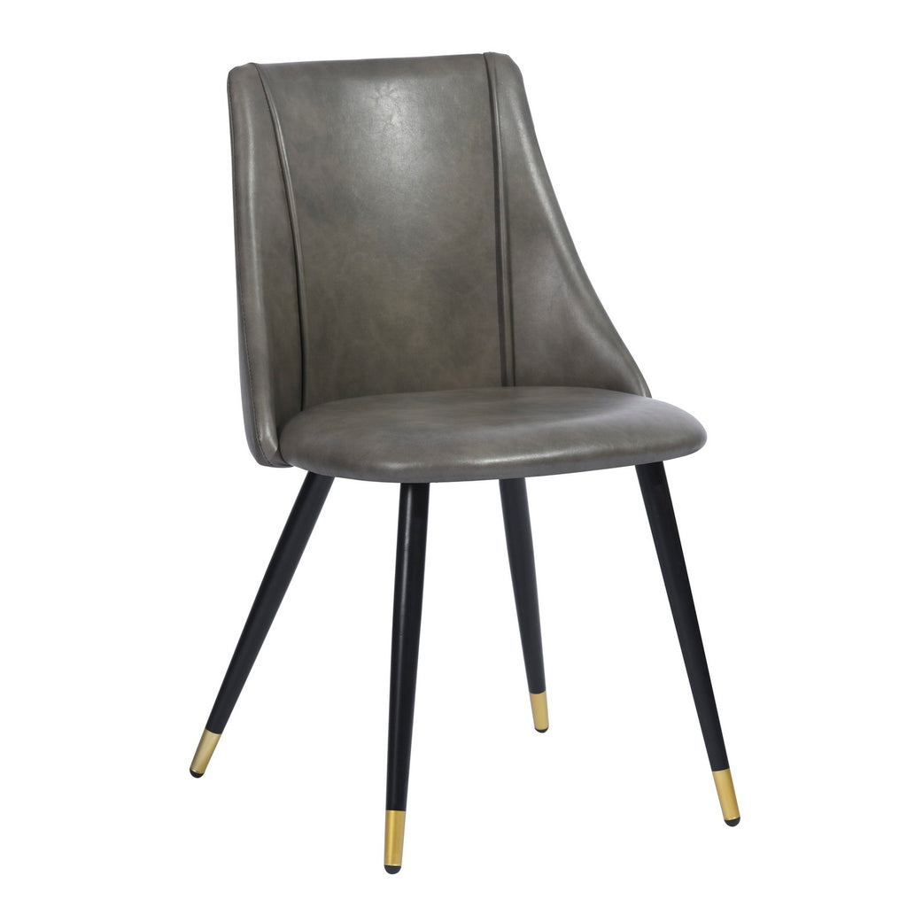 Grey Faux Leather Upholstered Dining Chairs Set of 2 with Metal Legs C1472