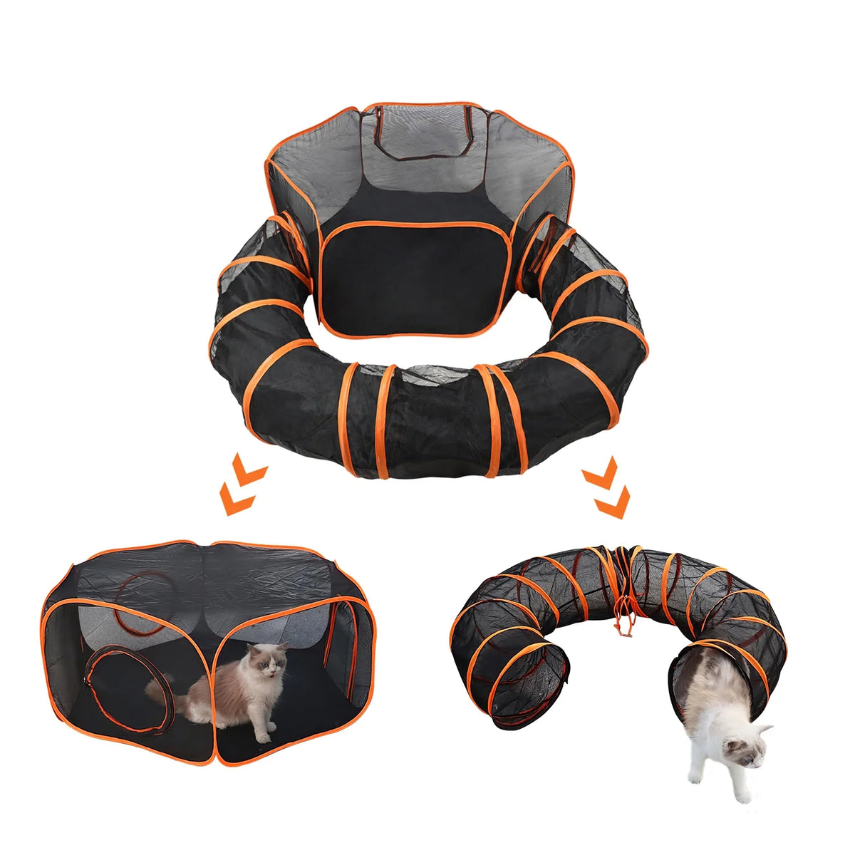 2 in 1 Foldable Pet Play Tent with Tunnel and Carry Bag, Black N504480