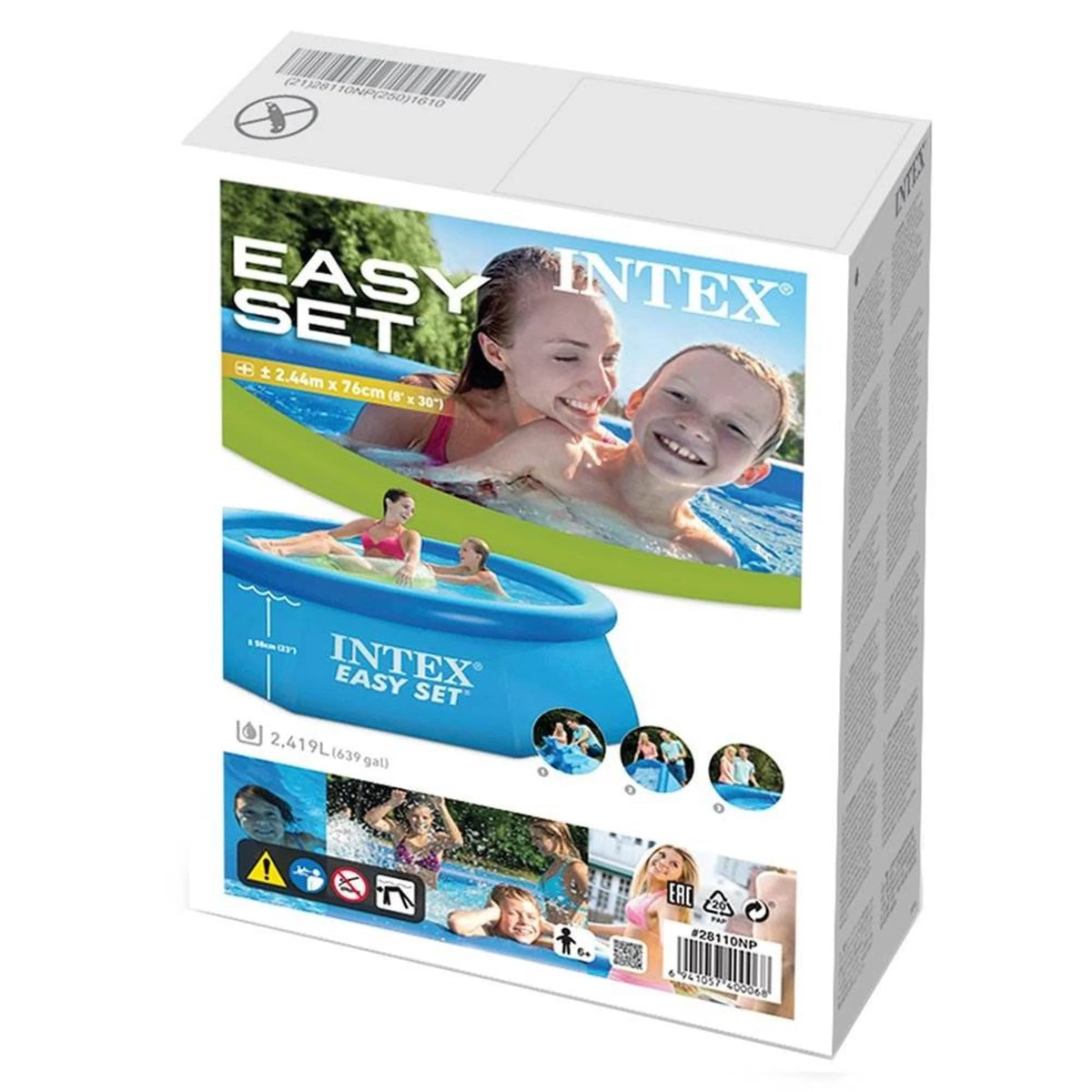 8ft x 30in Inflatable Above Ground Polygonal Pool with Filter Pump A346321