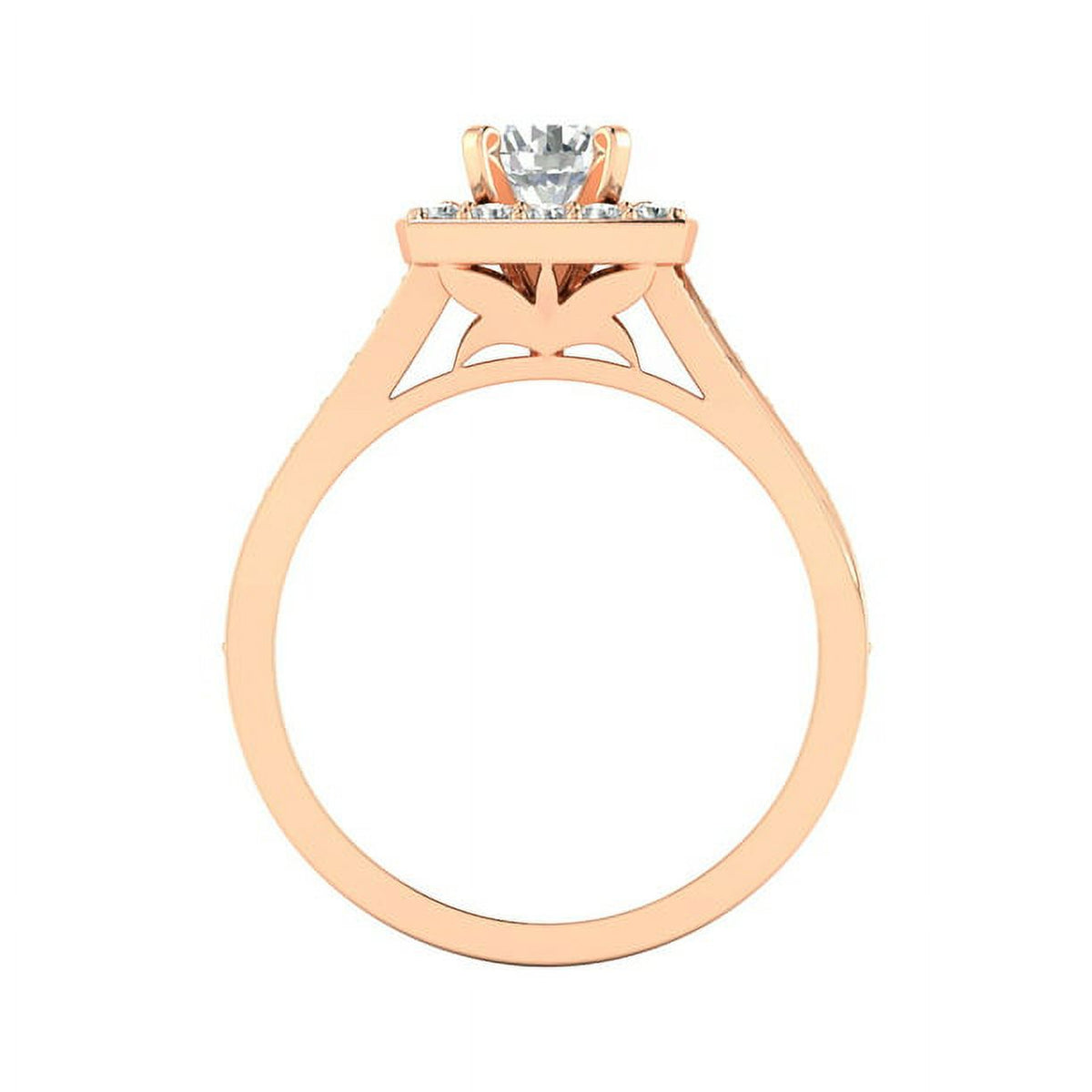 1Ct Round Cut Moissanite 10k Rose Gold Halo Ring X62492