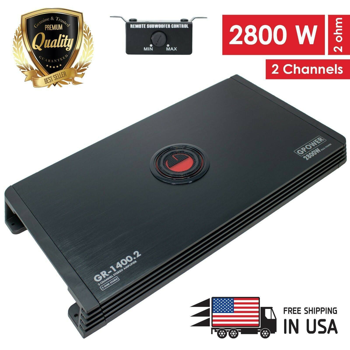 2 Channels 2800W Class A/B Car Audio Amplifier U3629