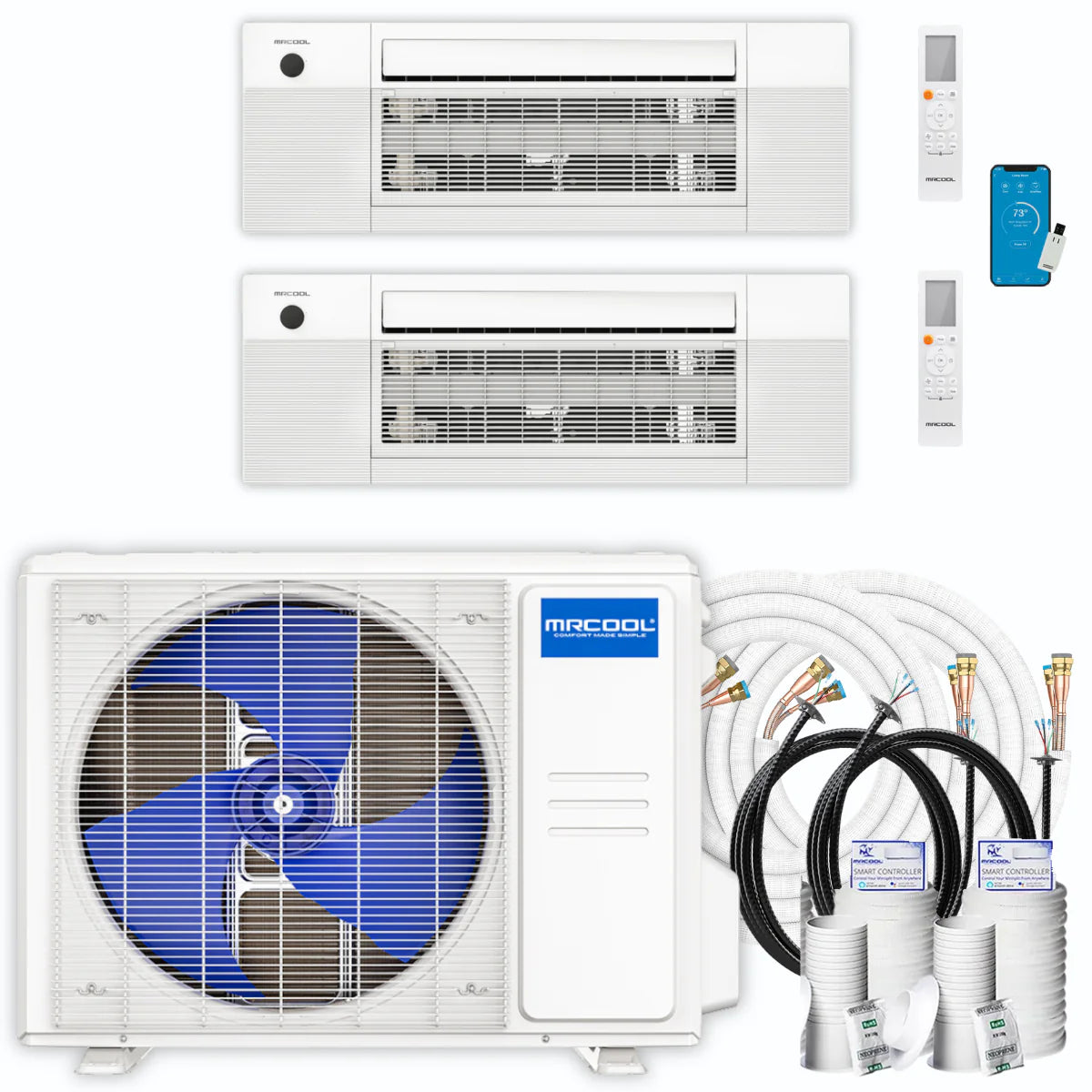 36,000 BTU 2 Zone Ceiling Cassette Ductless Air Conditioner and Heat Pump O175