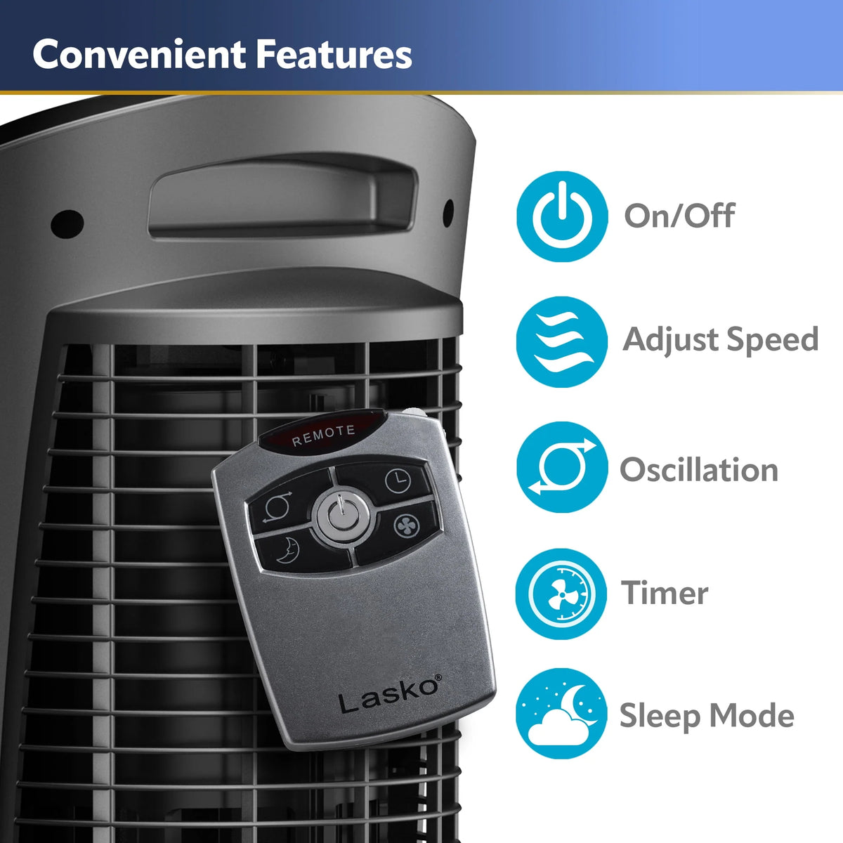 Adjustable Oscillating Pedestal Tower Fan with Timer and Remote K593711
