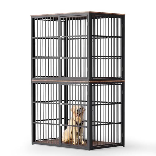 Large Breed Wooden Dog Crate Furniture with Removable Divider W74306