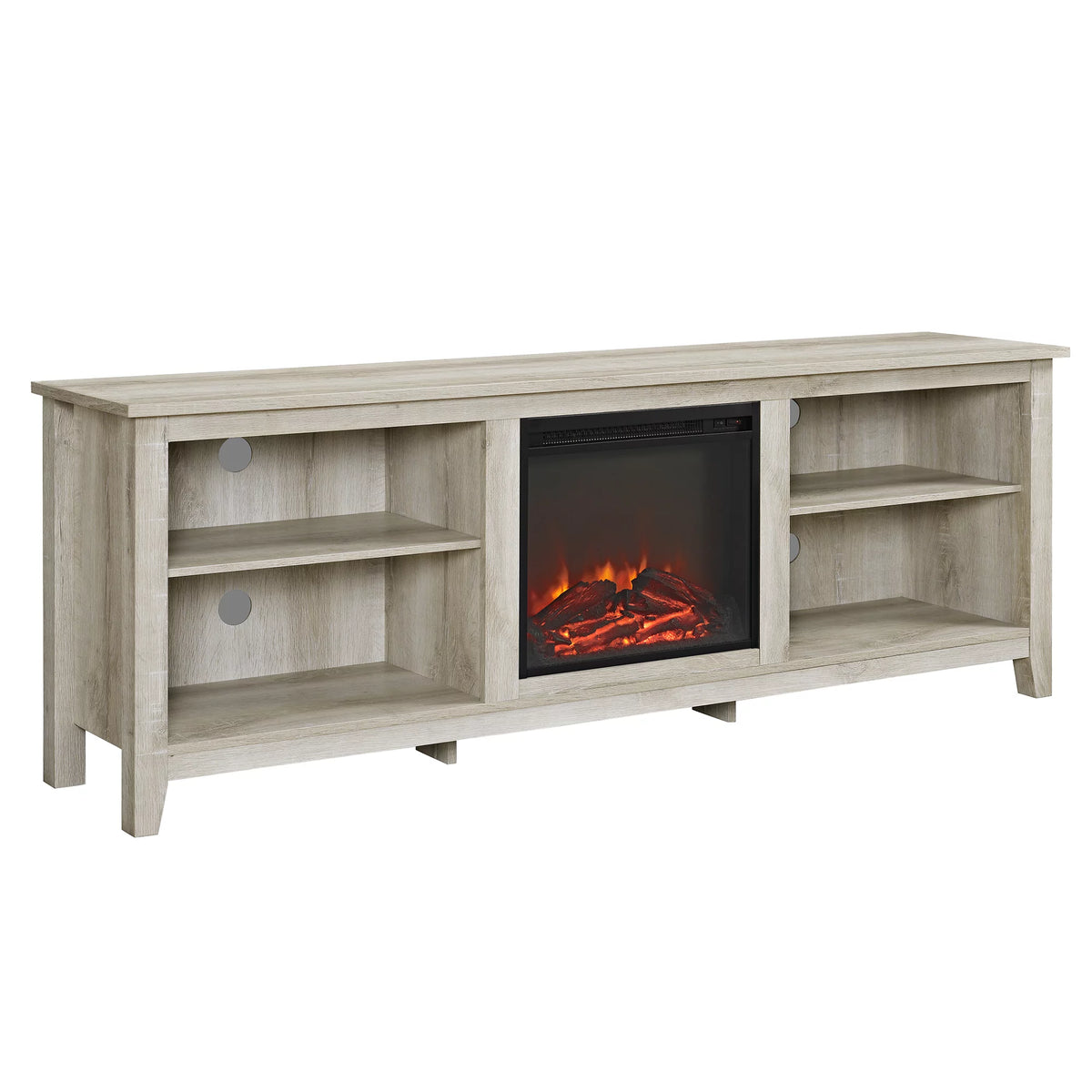 White Oak Open Storage Fireplace TV Stand I55677