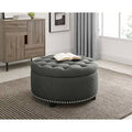 Ash Black Tufted Round Storage Ottoman O561