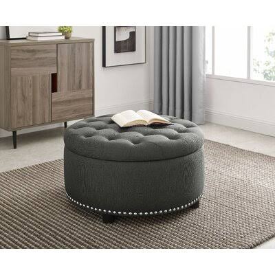Ash Black Tufted Round Storage Ottoman O561