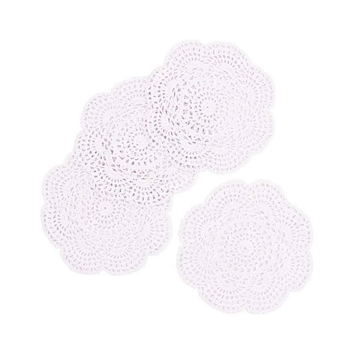 4PCS 8.6 Inch White Cotton Crochet Round Lace Doilies F561253