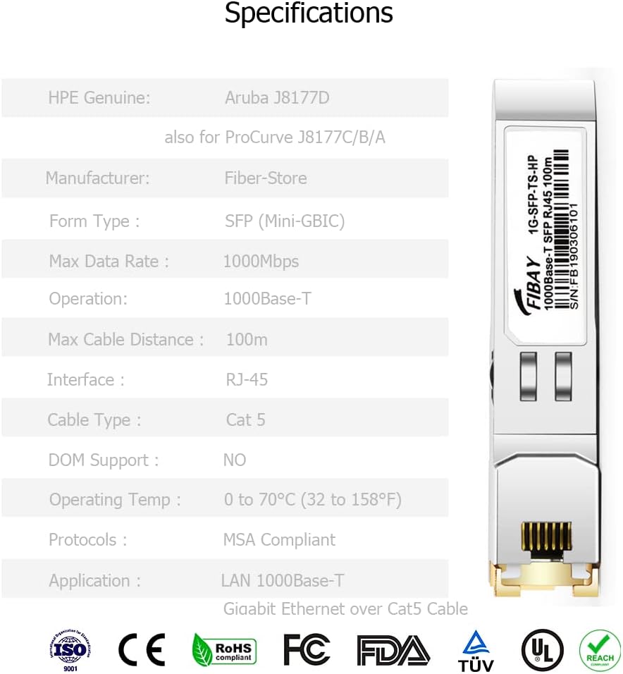 1000Base-T SFP to RJ45 Copper Transceiver Module Y54471