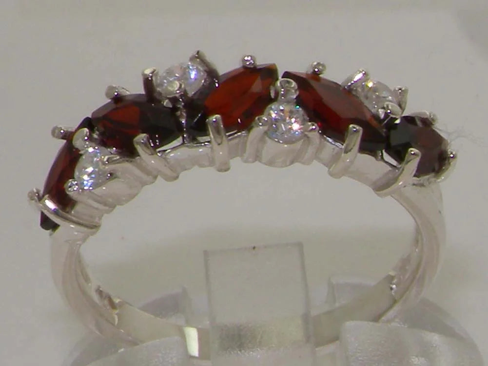14k White Gold Natural Garnet & Diamond Eternity Ring T772226