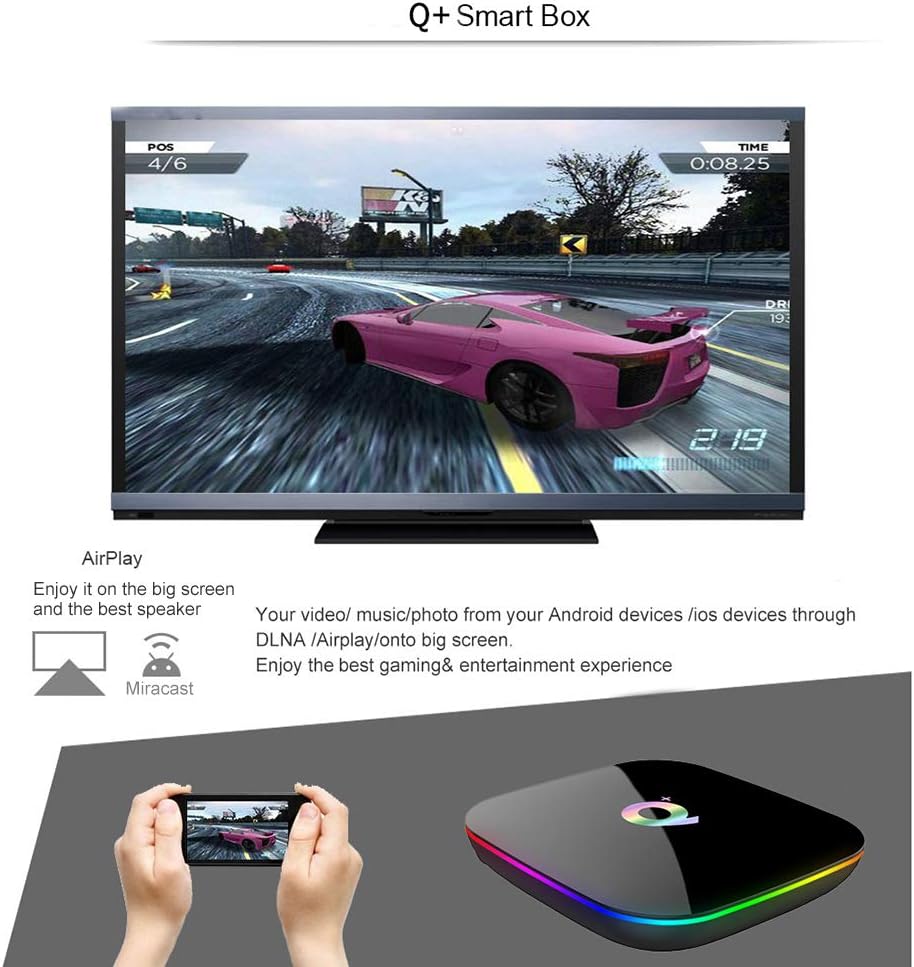 Android 9.0 TV Box 4GB RAM 32GB ROM Quad-core WiFi 2.4GHz 6K H.265 HD 2.0 Ethernet Pack of 2 Q555501