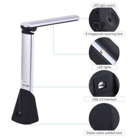 Portable High Speed Document Camera Scanner A4 Scanning Size with OCR Function LED Light R378