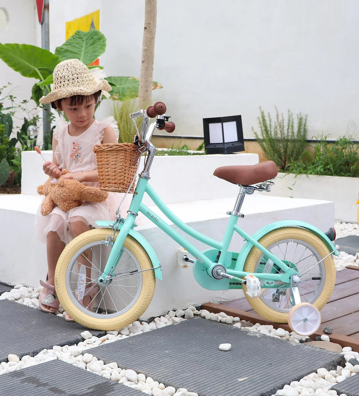 14 Inch Kids Bike with Basket Training Wheels and Bell D415484
