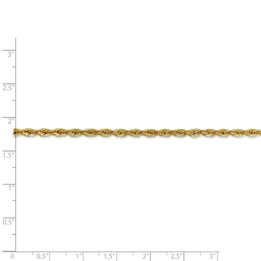 14kt Yellow Gold 3.0mm Semi-Solid Rope Chain 18 inch Lobster Clasp K2065
