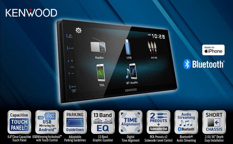 2-DIN Car Stereo with 6.8 Touchscreen and Bluetooth Z316