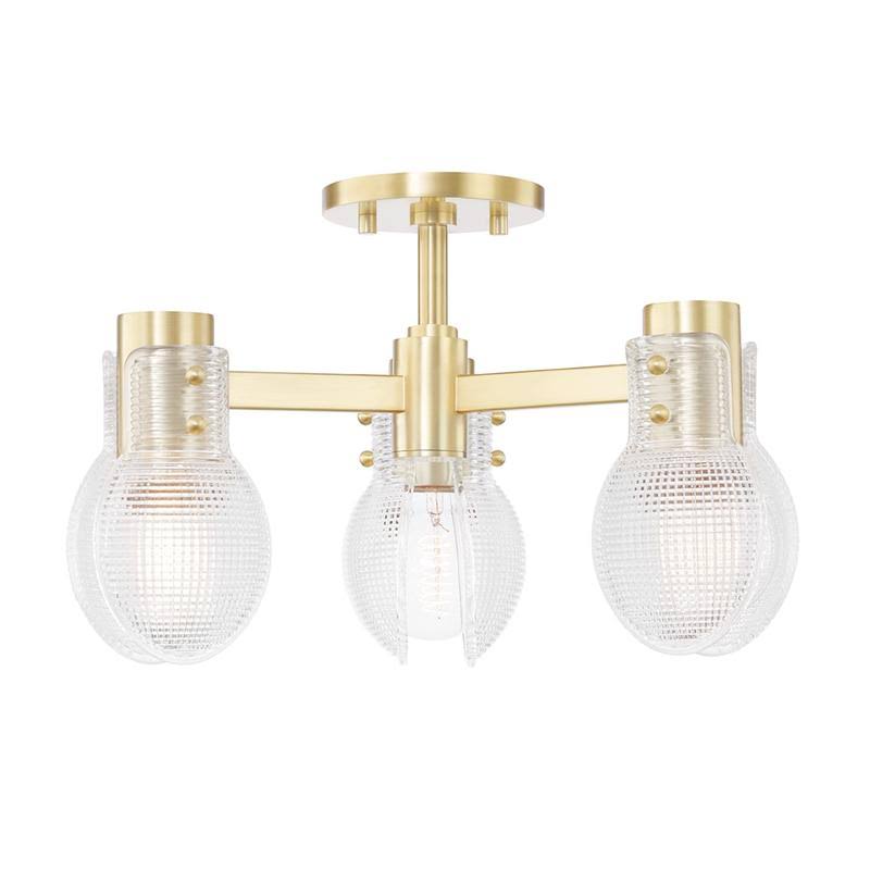 3 Light Semi-Flush Mount Polished Nickel H493