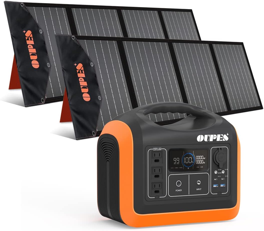 1200W 992Wh Portable Power Station LiFePO4 Battery with 2 X100W Solar Panel A943