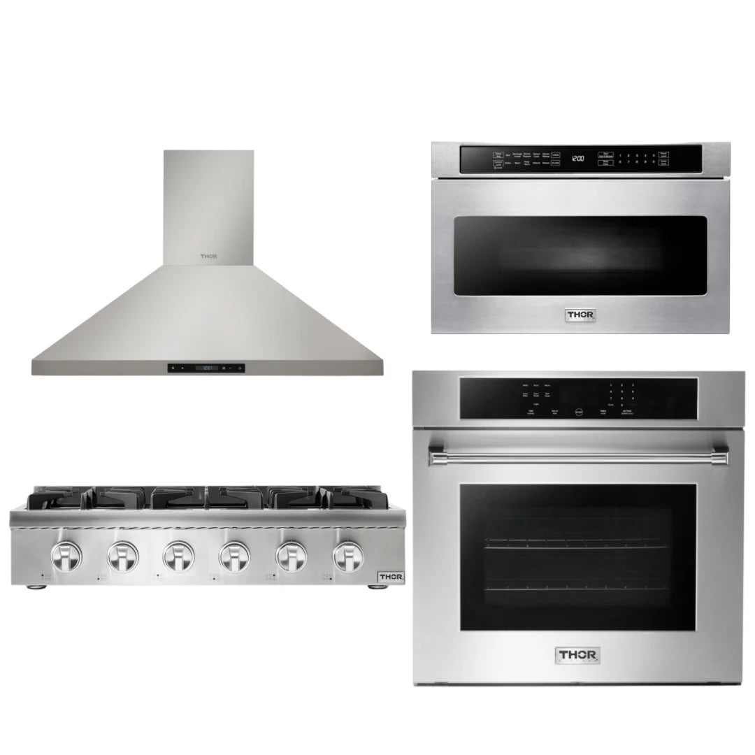 36 Propane Gas Rangetop, Range Hood, Wall Oven, Microwave R18682
