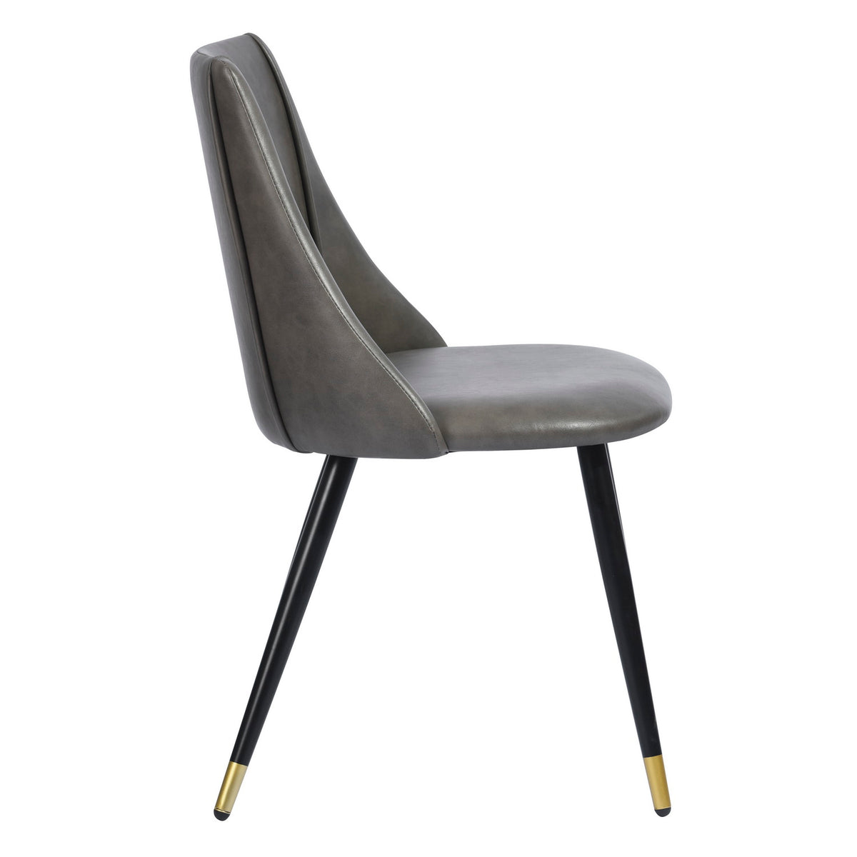 Grey Faux Leather Upholstered Dining Chairs Set of 2 with Metal Legs C1472