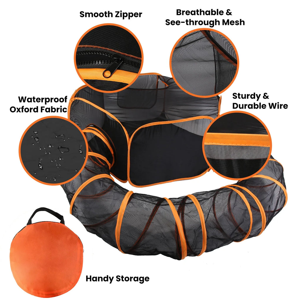 2 in 1 Foldable Pet Play Tent with Tunnel and Carry Bag, Black N504480