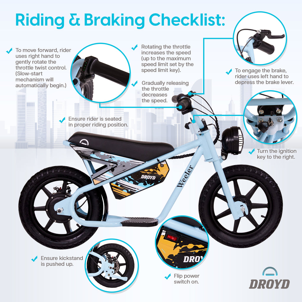 Electric Mini Bike for Kids, 200W, 6.2-10MPH, up to 8 Miles, Blue C981185