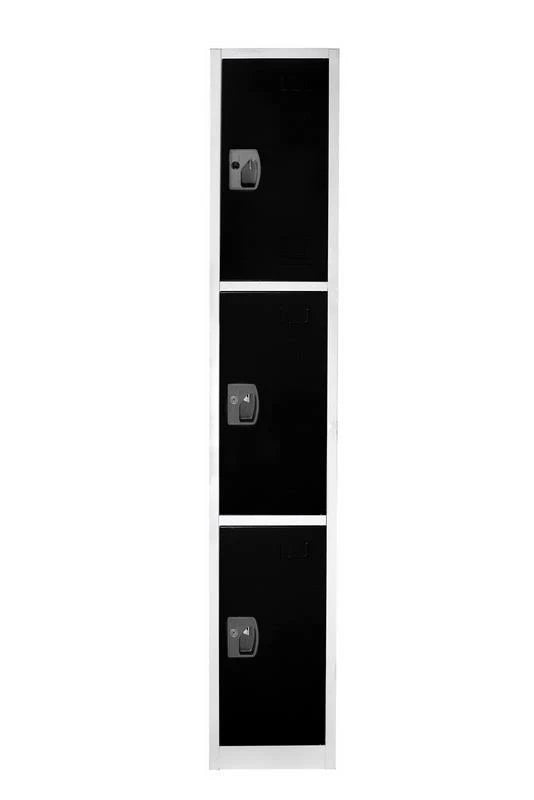 Black 3 Door Locker with 3 Hooks U884