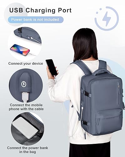 Travel Backpack 14 Inch Laptop Backpack with Shoe Compartment PeacockBlue I809