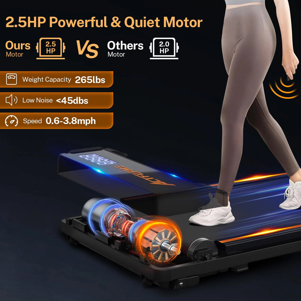 Incline Walking Pad Treadmill with LED Display and Remote Control, Black N3444
