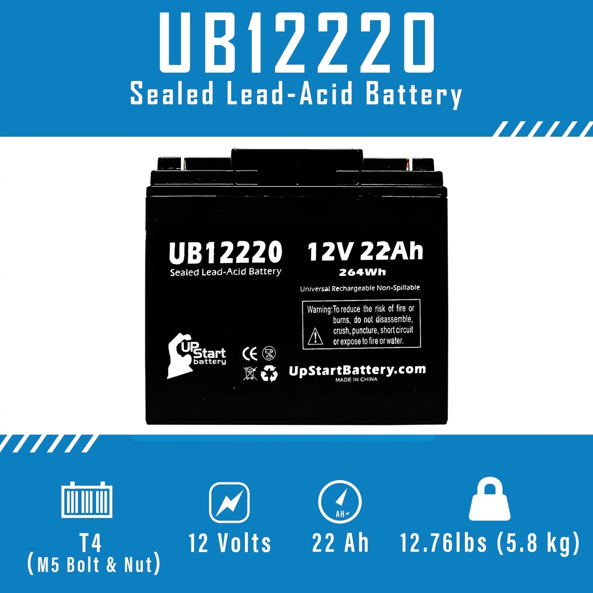 4x Pack 12V 22Ah Sealed Lead Acid Battery C99215
