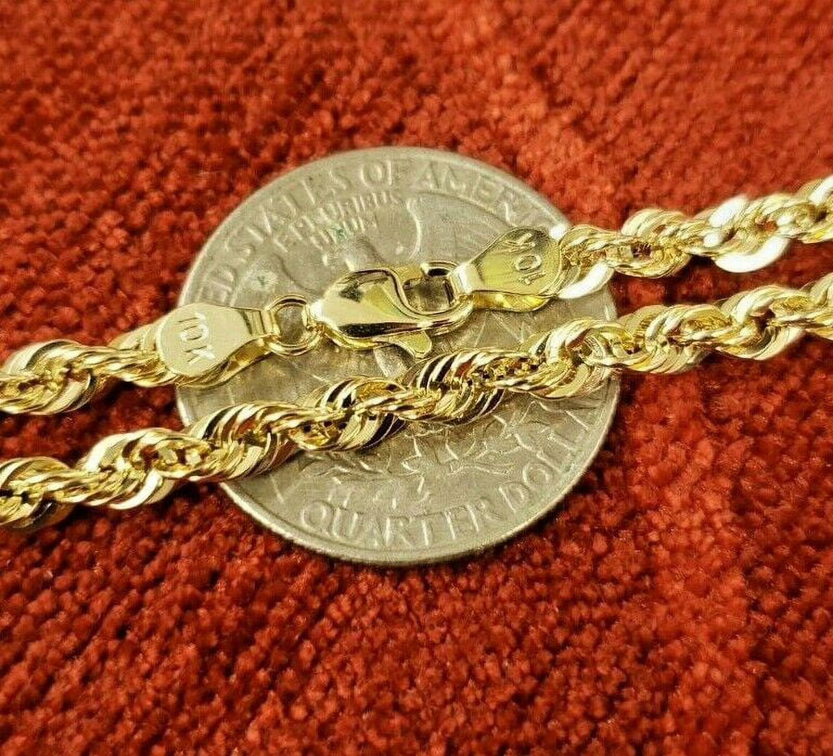 10K Solid Yellow Gold Rope Chain Necklace 16'' - 30" S633930