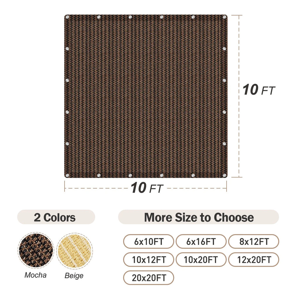 10 x 10 FT Mocha Shade Cloth Tarp X9513