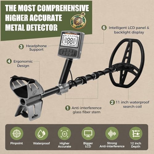 12" Waterproof Metal Detector with LCD Display J1867